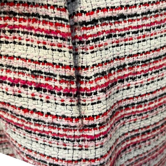 Rebecca Taylor Red & Cream Tweed Pleated Fit & Flair Raw Edge Dress Size 8 - Picture 6 of 13